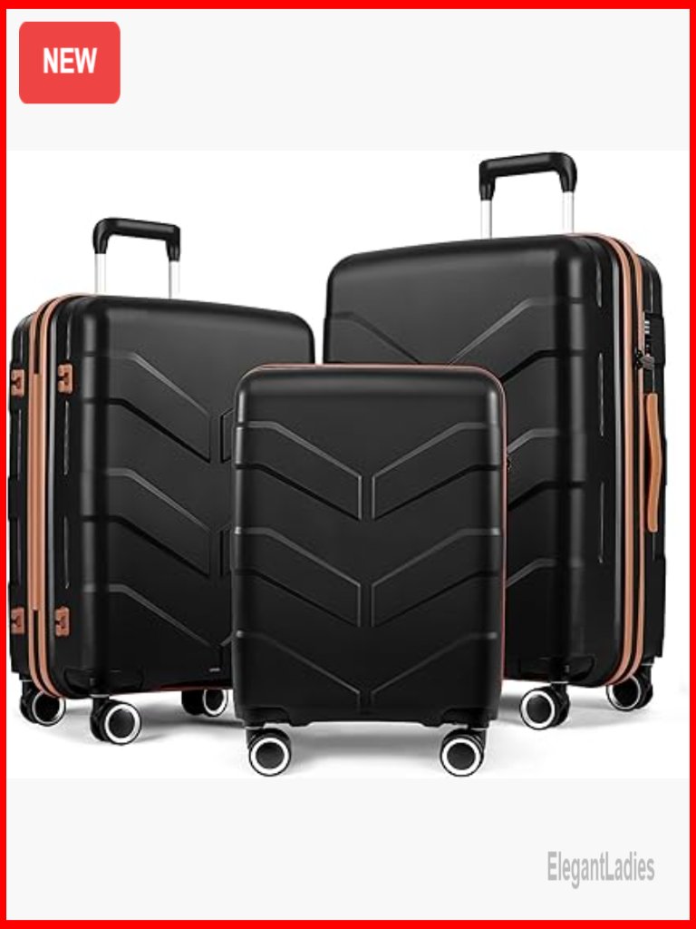 3-Piece Hardside Luggage Set With Spinner Wheels Tsa Lock Expandable